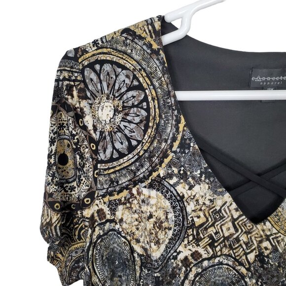 Connected Size 18W Dress Patterned Crisscross Neck Earthy Artifact Print - Picture 5 of 7